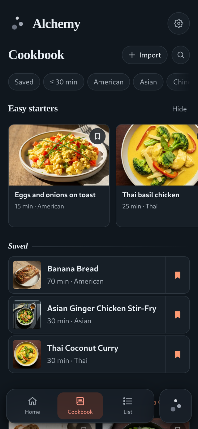 Cookbook recipe library
