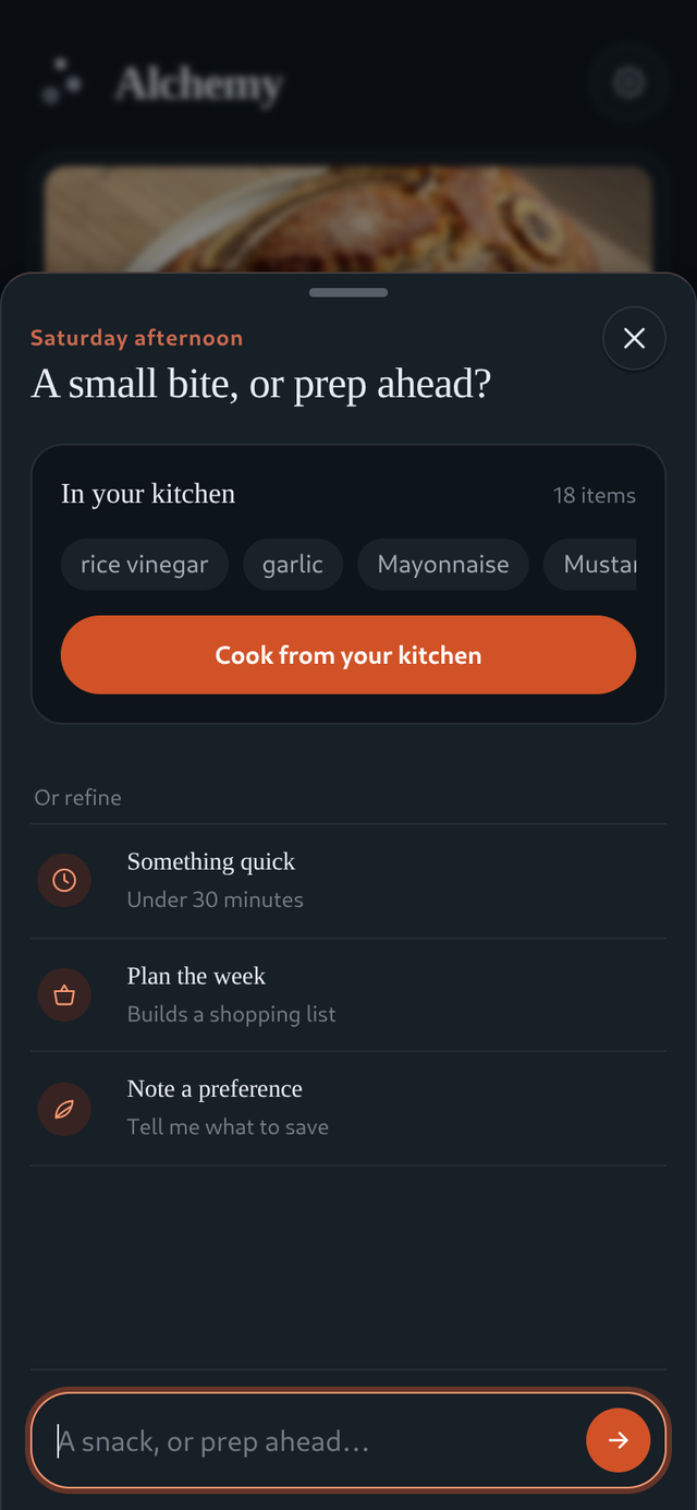 Ask Alchemy AI kitchen assistant