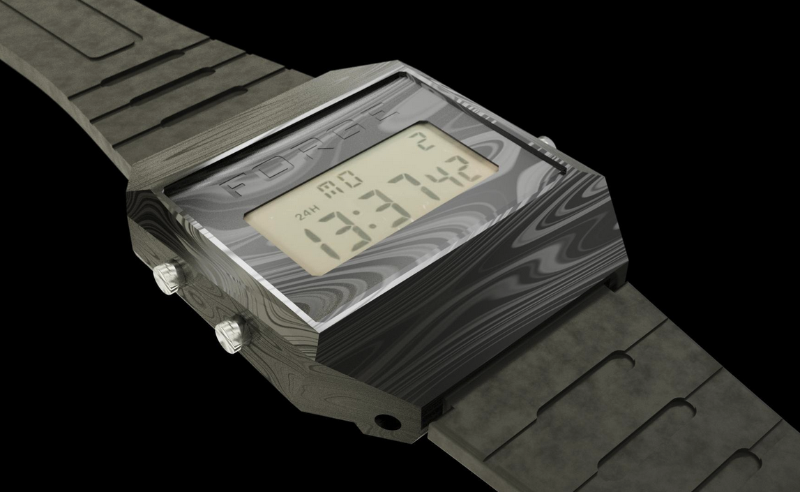 Finished FORGE watch with damascus case and band