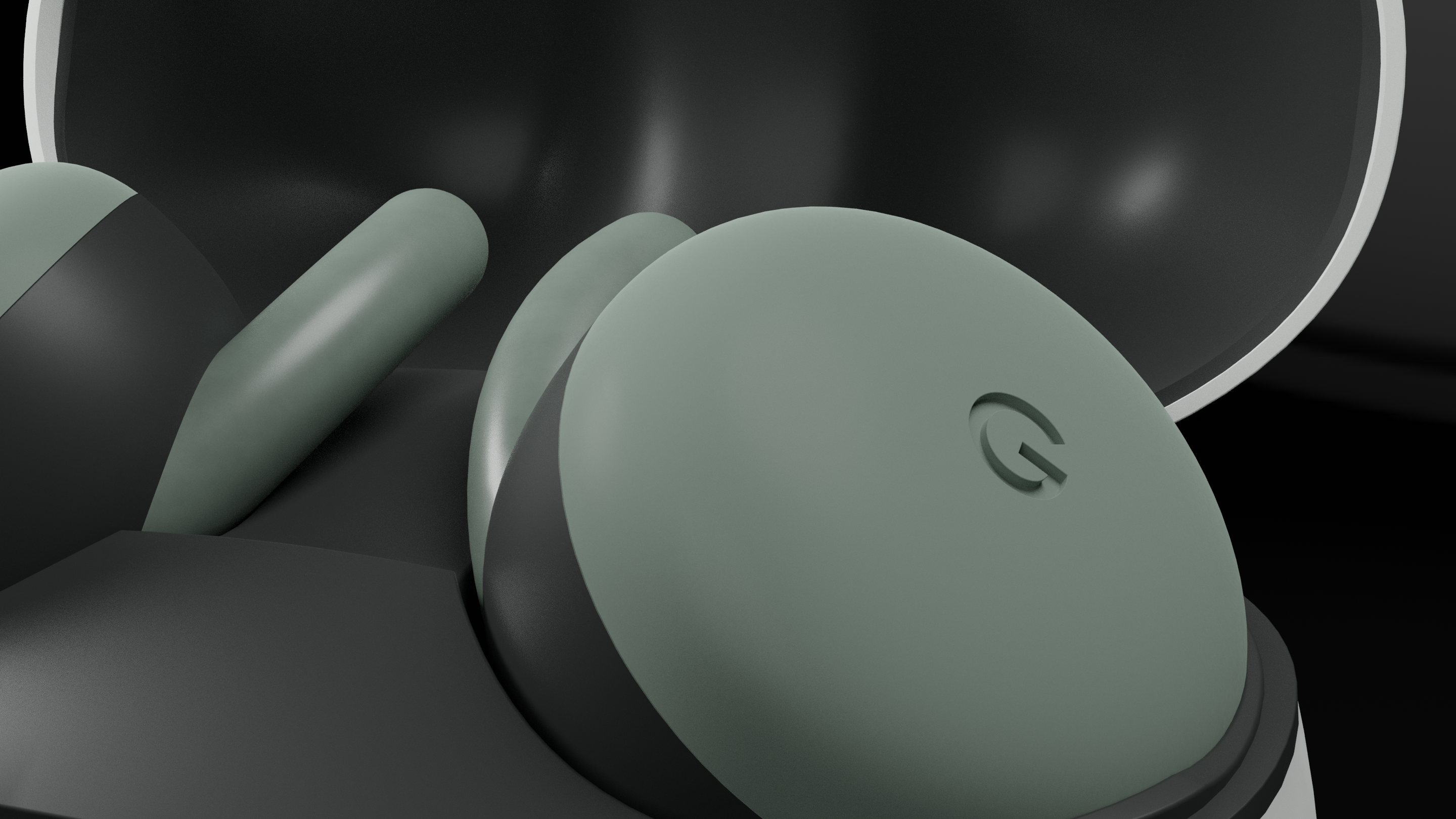 Pixel Pals sage green earbud with Google logo detail