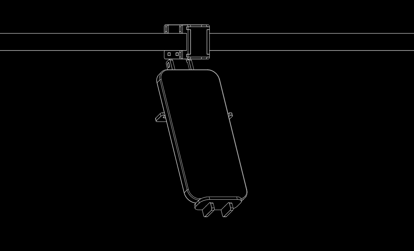 Recipe Dock phone mount line drawing